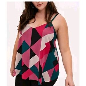 Geometric Pink and Green Women's Top torrid Sophie tank size 2
